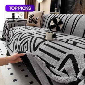 Geometric Pattern Sofa Cover, 1 Count Soft Comfortable Sofa Slipcover, Dustproof Sofa Protector for Home Living Room Office